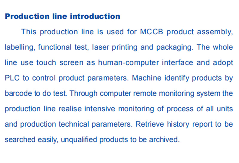 Production line introduction